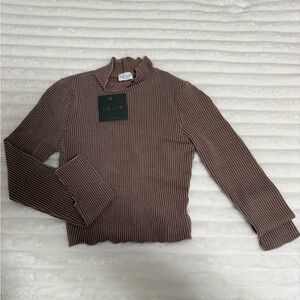 Lelis Brown Ribbed Long Sleeve Sweater